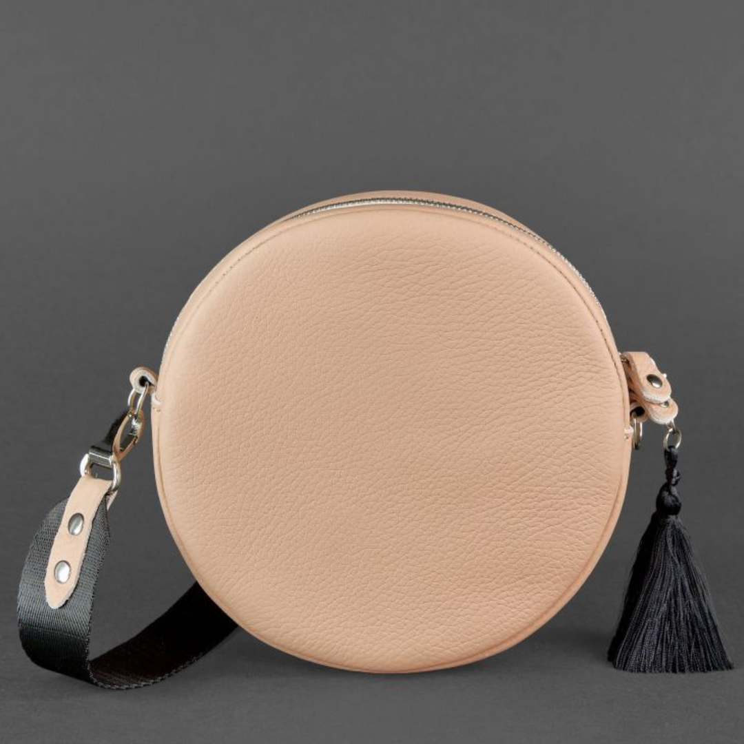 Small Basic Unique Designer Women's Round Leather Handbag - Leather Purse Backpack