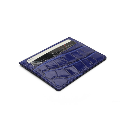 Luxury Leather Card Holder in Crocodile Pattern - Leather Purse Backpack