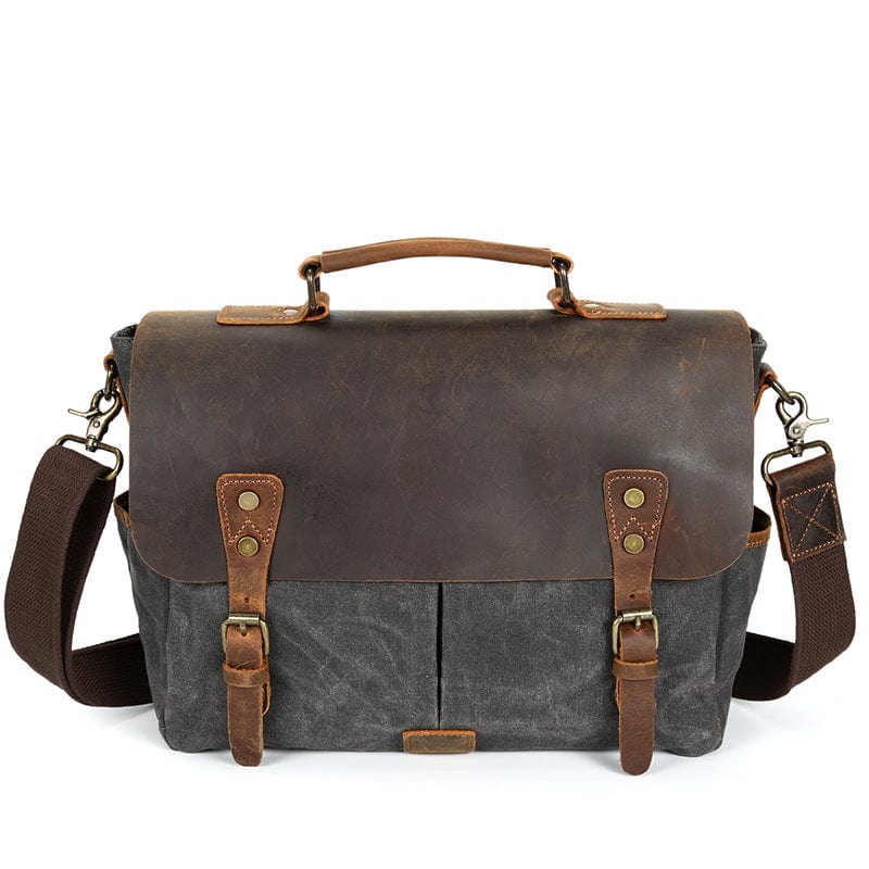 Designer waxed canvas handlebar bag for motorcycles
