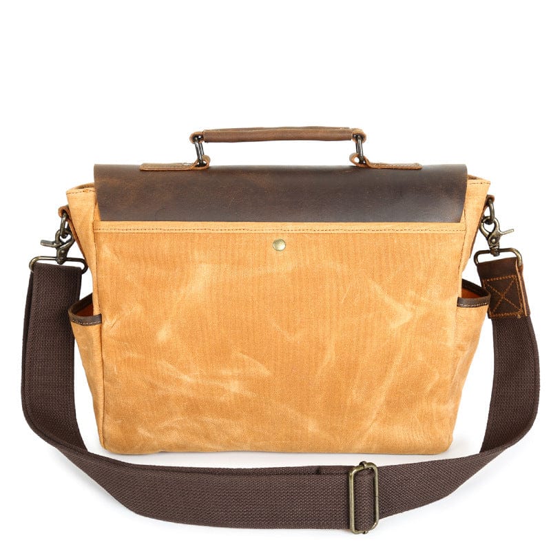 Contemporary designer waxed canvas tank bag for motorcycles