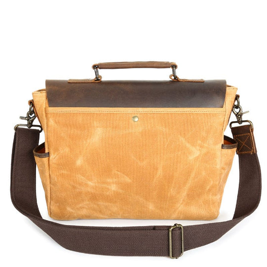 Contemporary designer waxed canvas tank bag for motorcycles