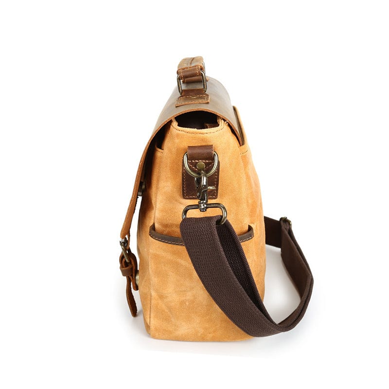 Elegant and functional waxed canvas motorcycle pannier