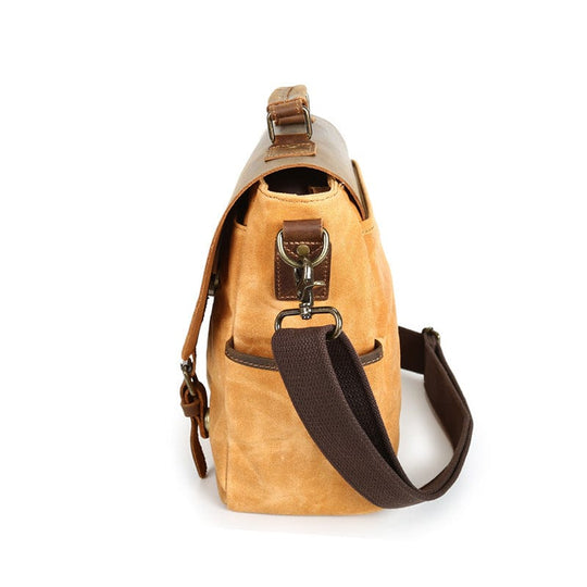 Elegant and functional waxed canvas motorcycle pannier