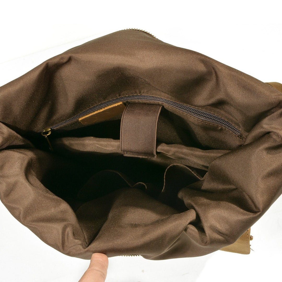 Stylish Men's Canvas Backpack with Padded Laptop Compartment - Leather Purse Backpack