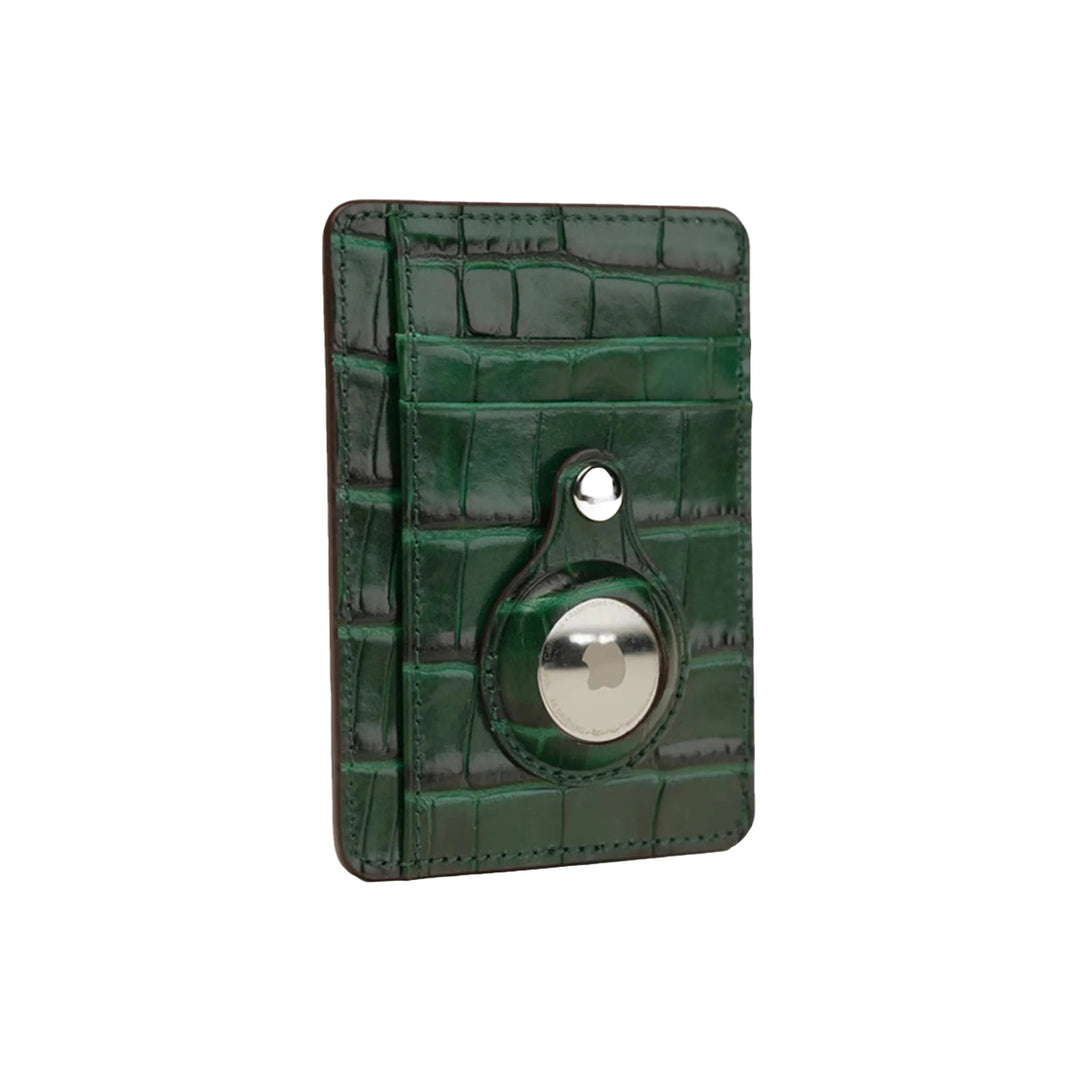 Custom Engraving Italian Cow Leather AirTag Card Holder Wallet - Leather Purse Backpack
