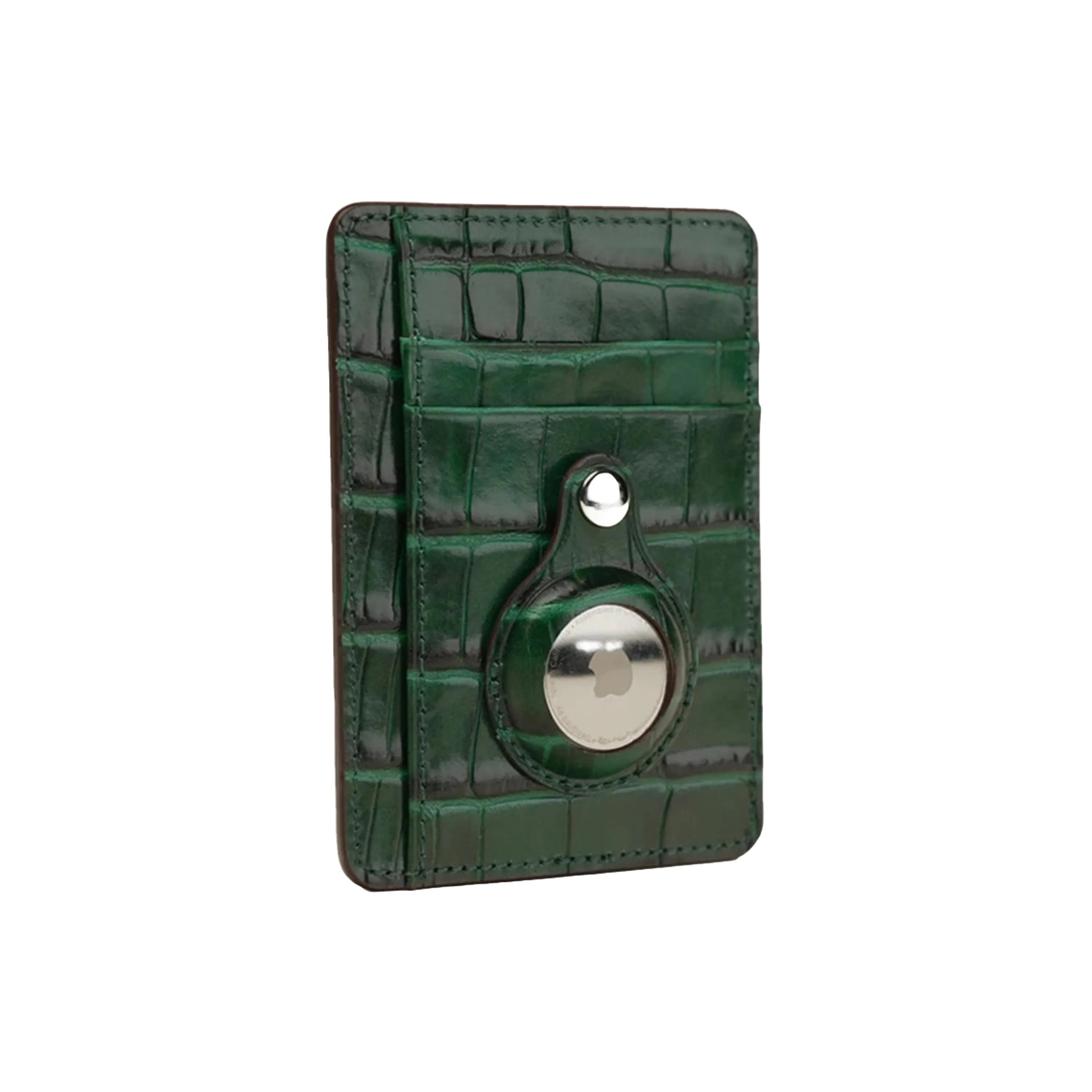 Custom Engraving Italian Cow Leather AirTag Card Holder Wallet - Leather Purse Backpack