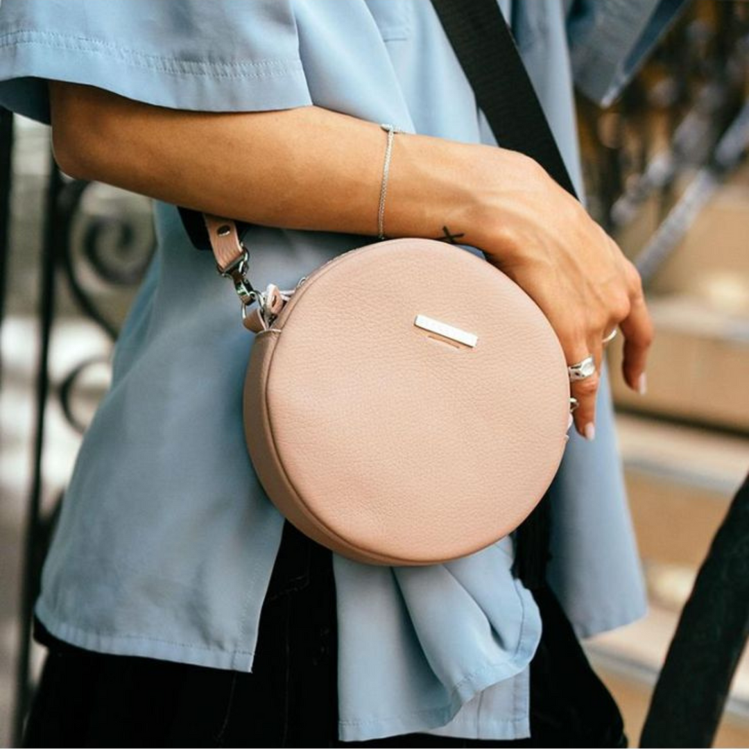Small Basic Unique Designer Women's Round Leather Handbag - Leather Purse Backpack