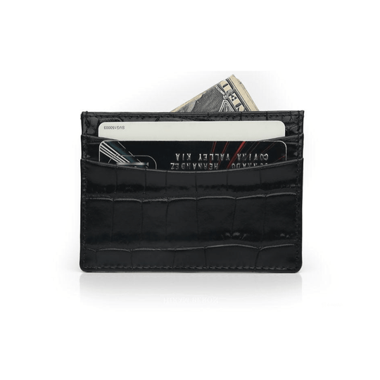 Luxury Card Holder in Italian Crocodile Leather - Leather Purse Backpack