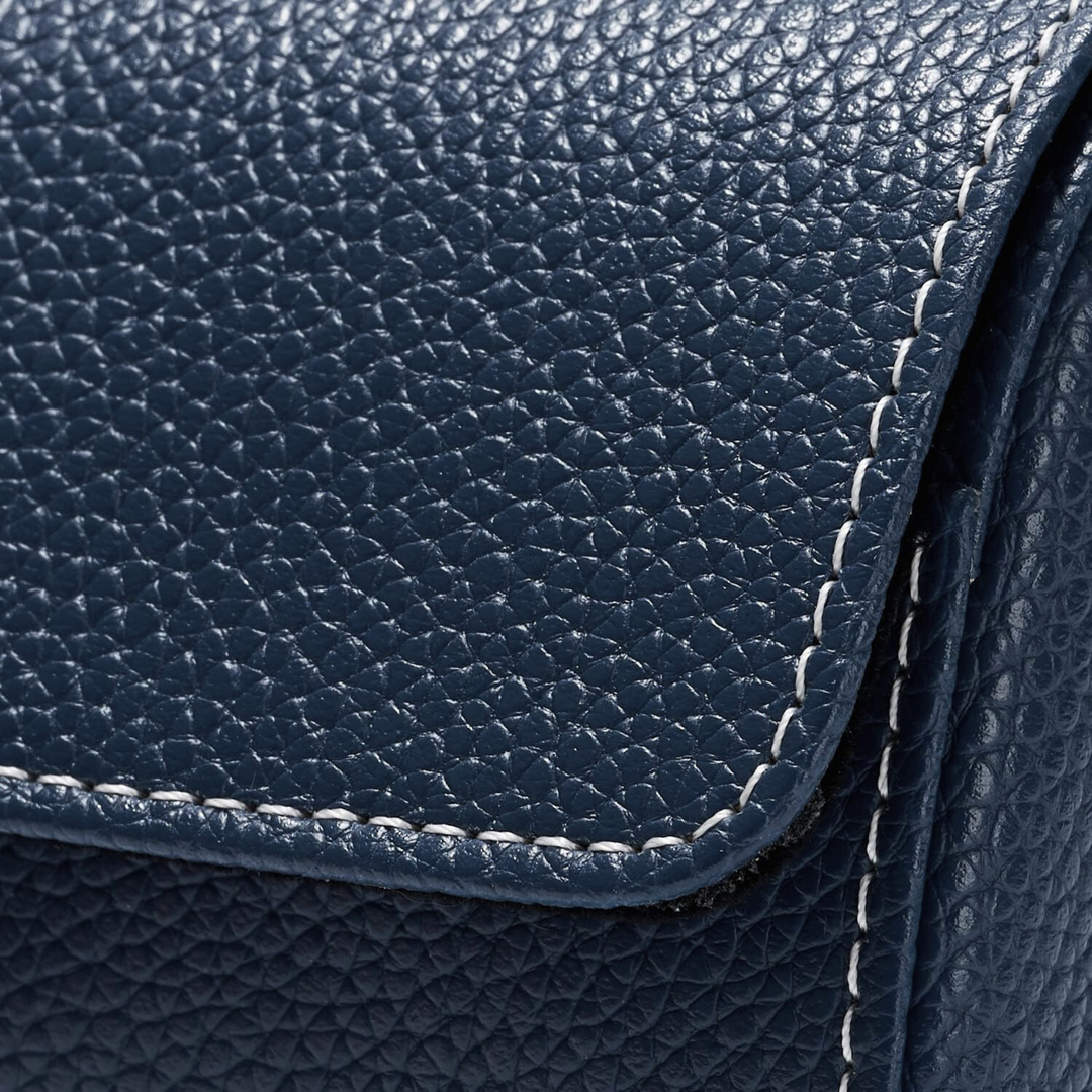 Designer Blue Leather Watch Case - 1 Slot - Leather Purse Backpack