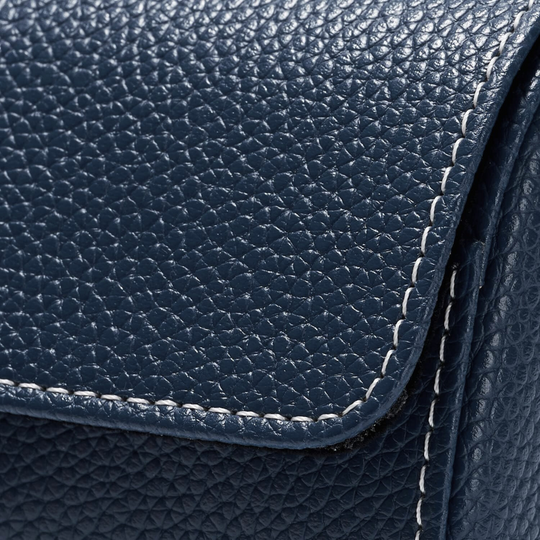 Designer Blue Leather Watch Case - 1 Slot - Leather Purse Backpack