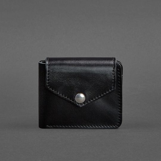 black button leather wallet