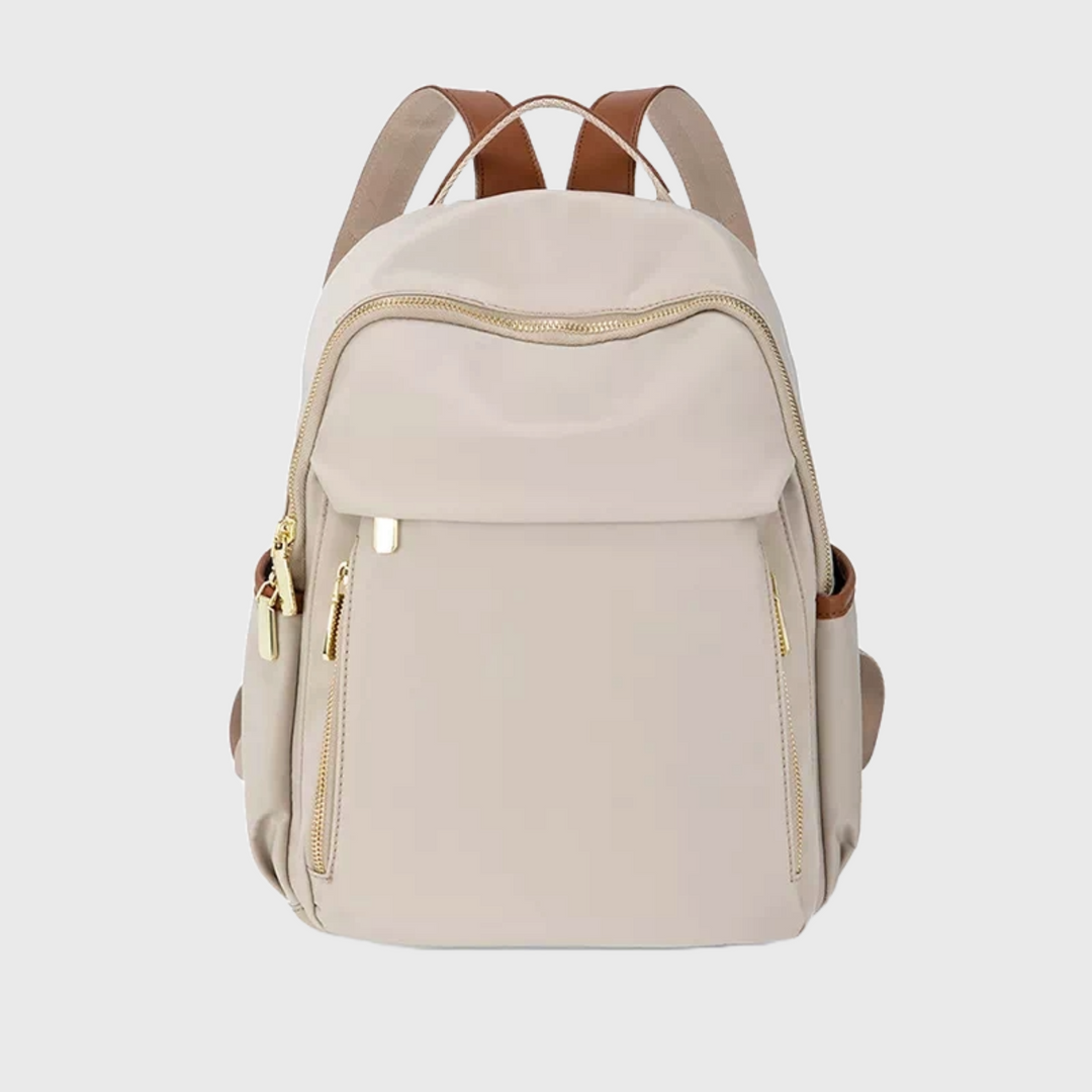 Beige Stylish Women's Backpack - Leather Purse Backpack