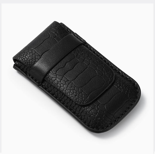 Classic Black Single Slot Leather Flap Watch Pouch - Leather Purse Backpack