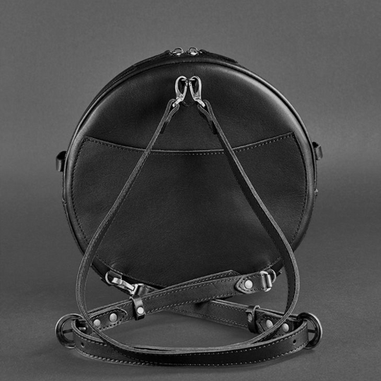 large round leather bag