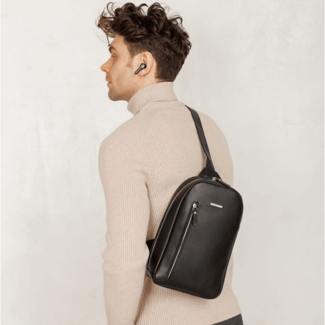 Sophisticated Handmade Luxury Leather Men's One-Shoulder Sling Bag - Leather Purse Backpack