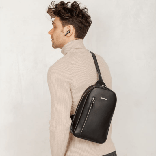 Sophisticated Handmade Luxury Leather Men's One-Shoulder Sling Bag - Leather Purse Backpack