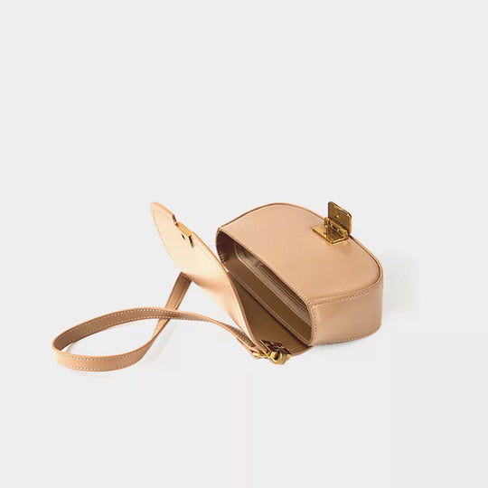 Fashionable small leather flap shoulder saddle bag for women