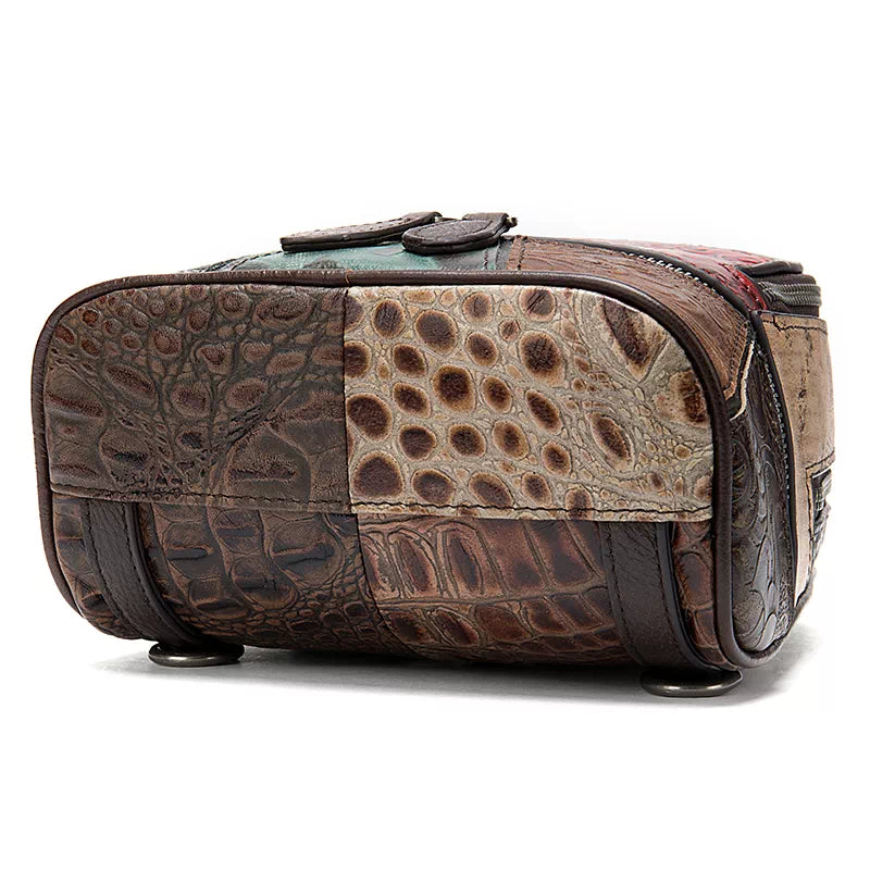 Statement leather backpack with artistic detailing