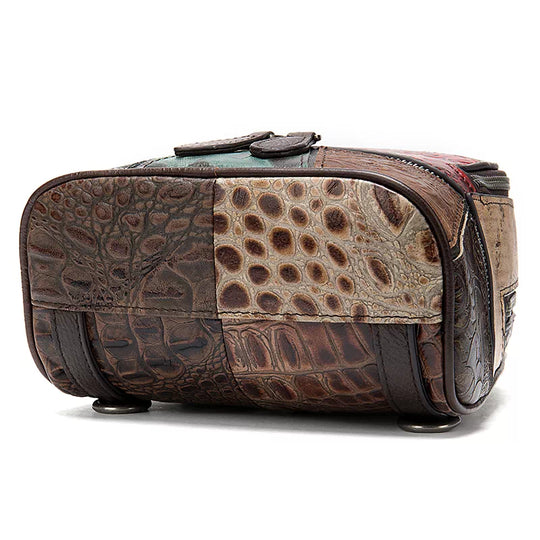 Statement leather backpack with artistic detailing