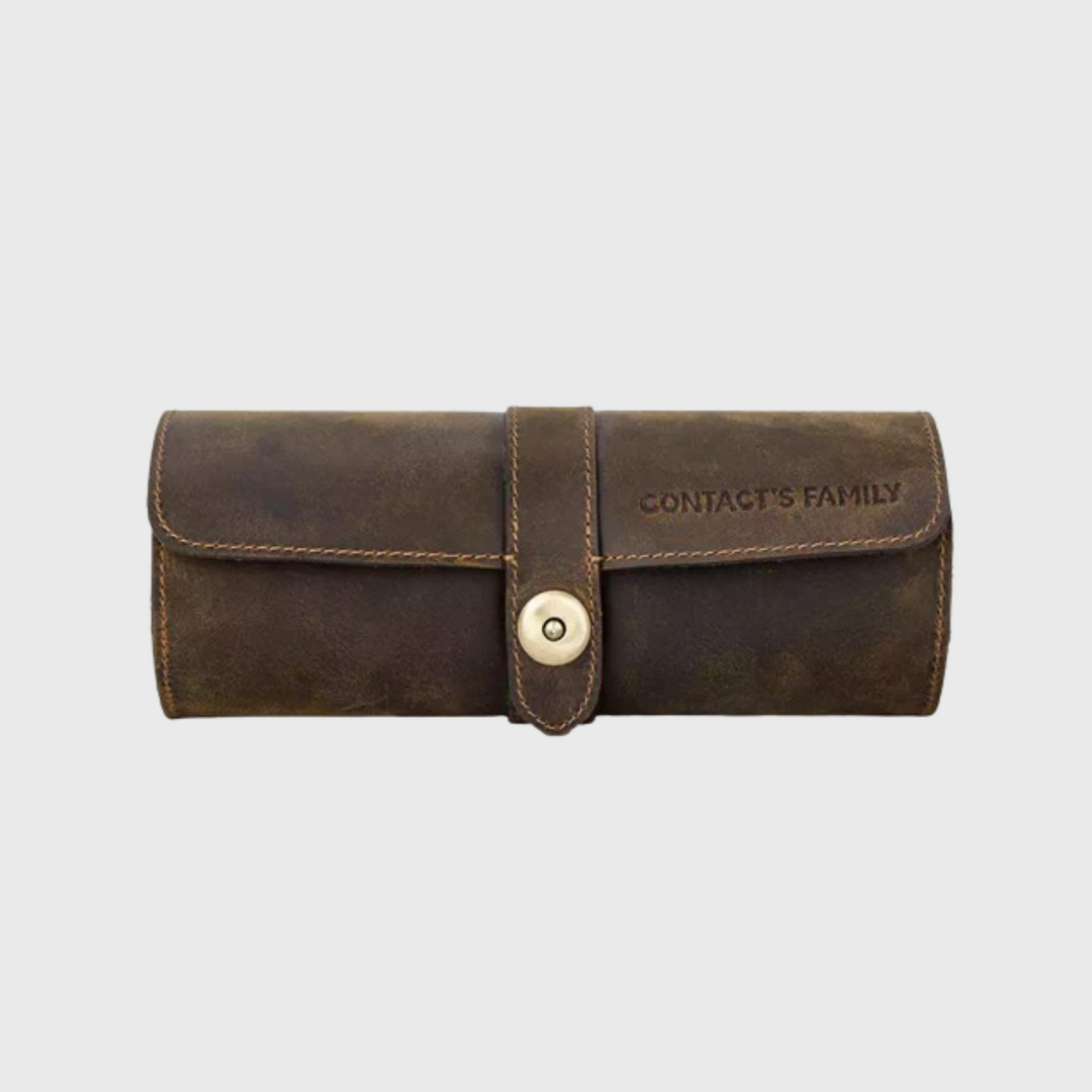 Leather watch roll case