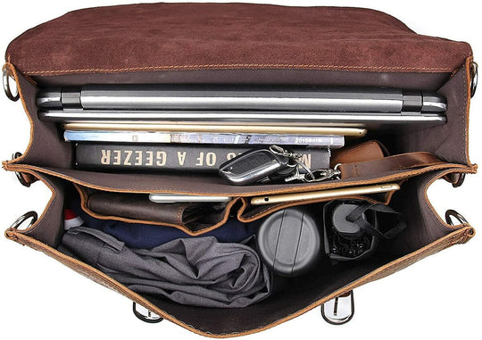 Classic vintage-style leather messenger bag with superior craftsmanship
