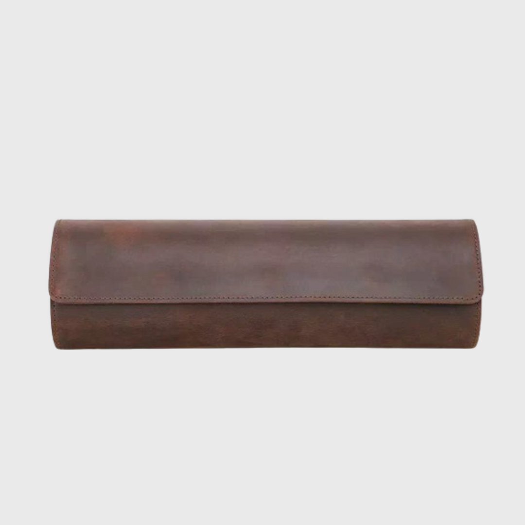 Leather watch roll caseWatch storage roll made of leather