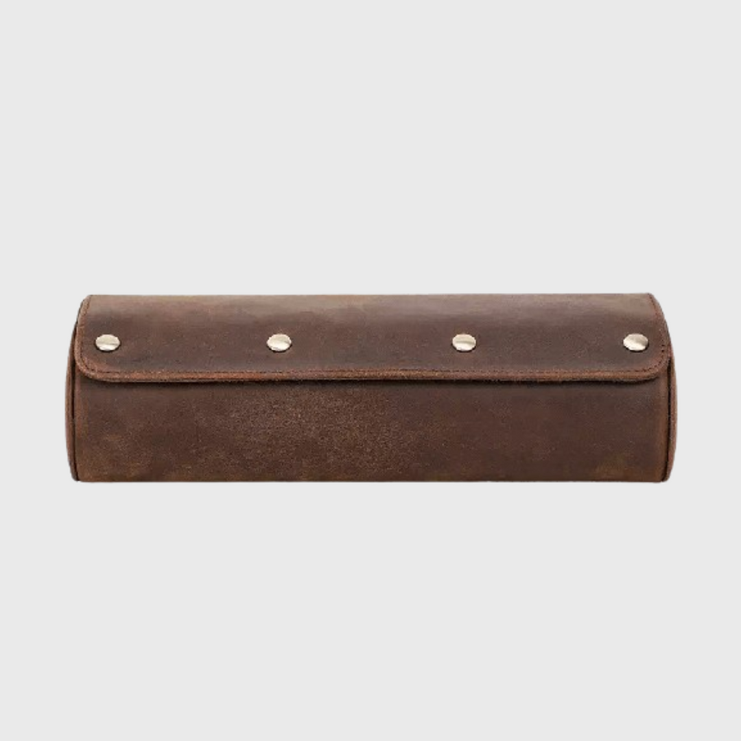 Leather watch travel roll case