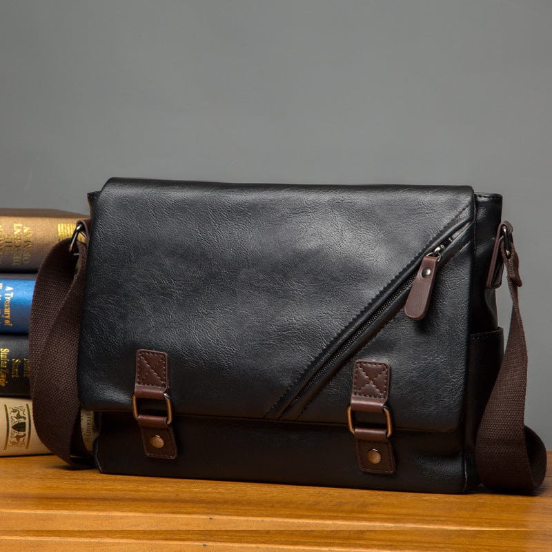 Classic vegan leather black crossbody bag