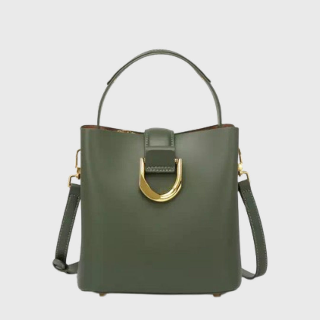 Mini leather crossbody bucket bag