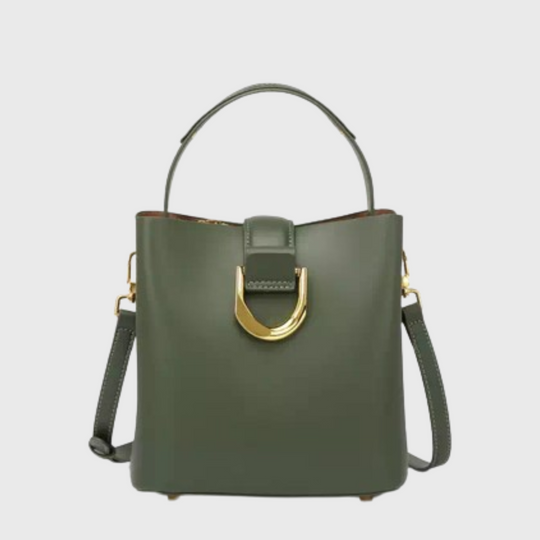 Mini leather crossbody bucket bag