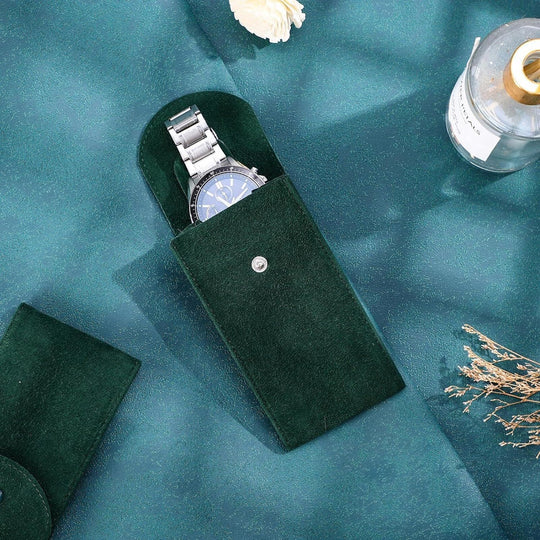 Green Unique Single Slot Fabric Watch Pouch - Leather Purse Backpack