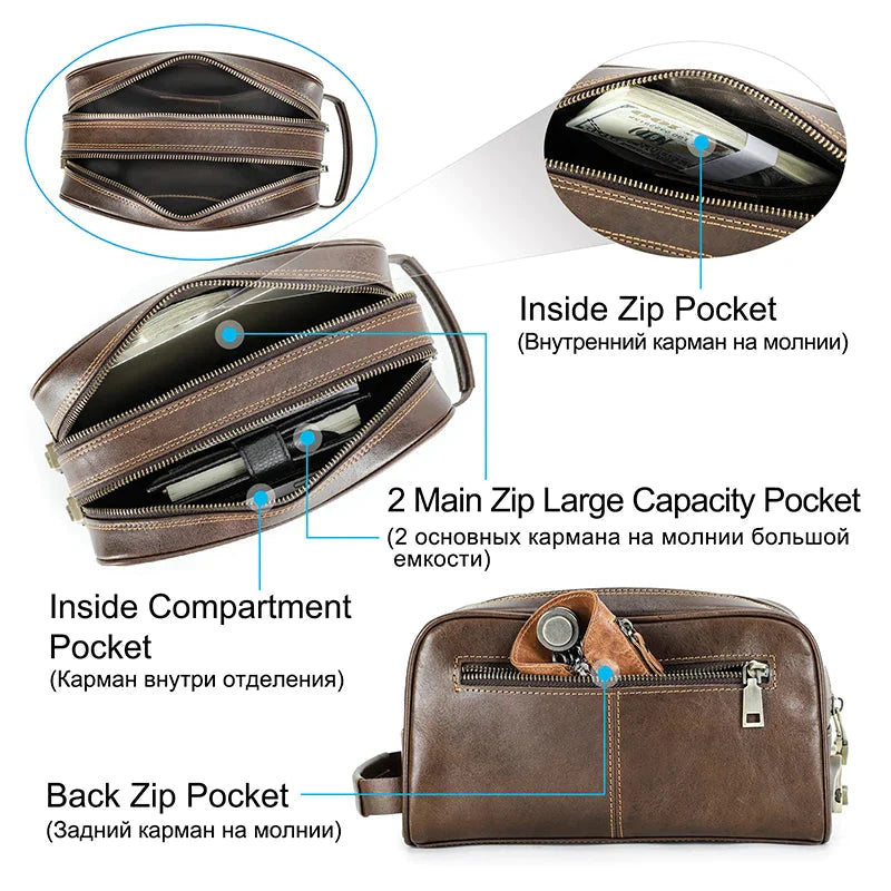 Toiletry organizer crafted from leather for men and women