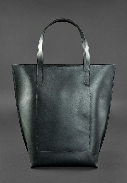 black leather tote bag