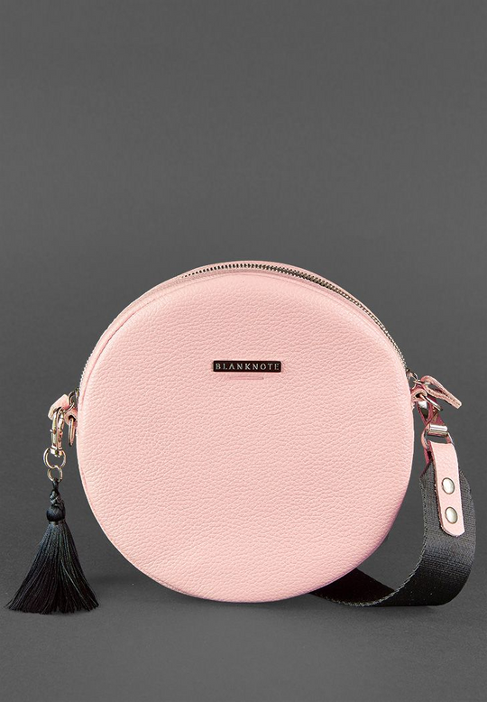 Chic Round Leather Bag for Women with Decorative Tassel - Leather Purse Backpack