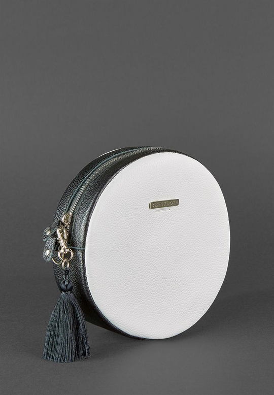 Stylish Round Leather Bag for Women with Decorative Tassel - Leather Purse Backpack