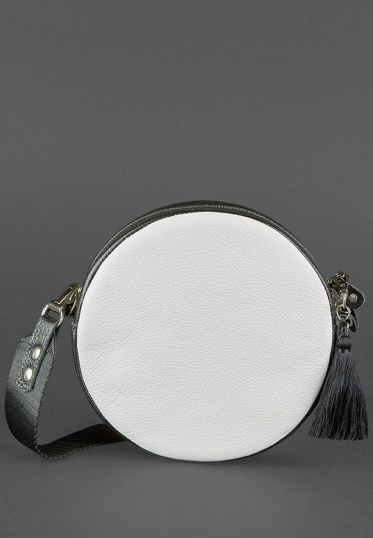 Stylish Round Leather Bag for Women with Decorative Tassel - Leather Purse Backpack
