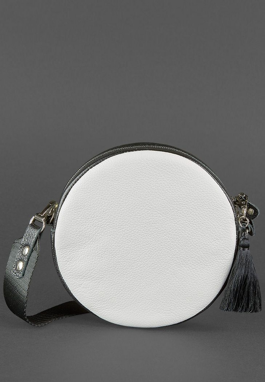 Stylish Round Leather Bag for Women with Decorative Tassel - Leather Purse Backpack