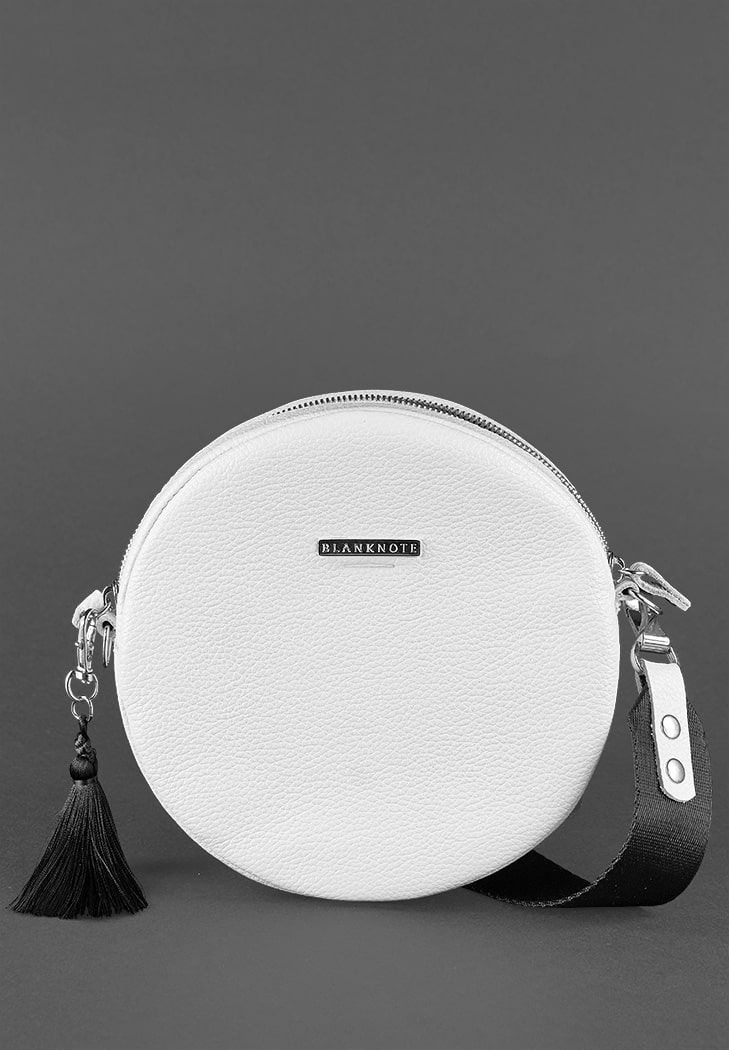 Chic Round Leather Bag for Women with Decorative Tassel - Leather Purse Backpack