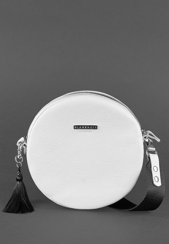 Chic Round Leather Bag for Women with Decorative Tassel - Leather Purse Backpack