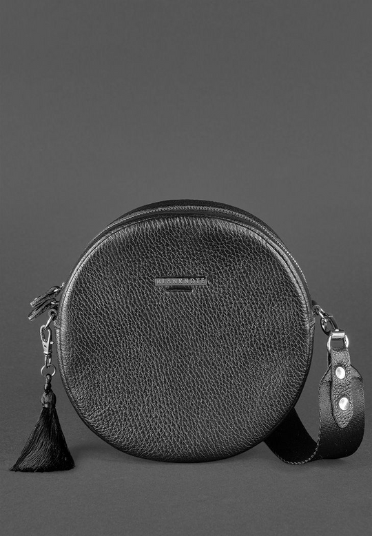 Chic Round Leather Bag for Women with Decorative Tassel - Leather Purse Backpack