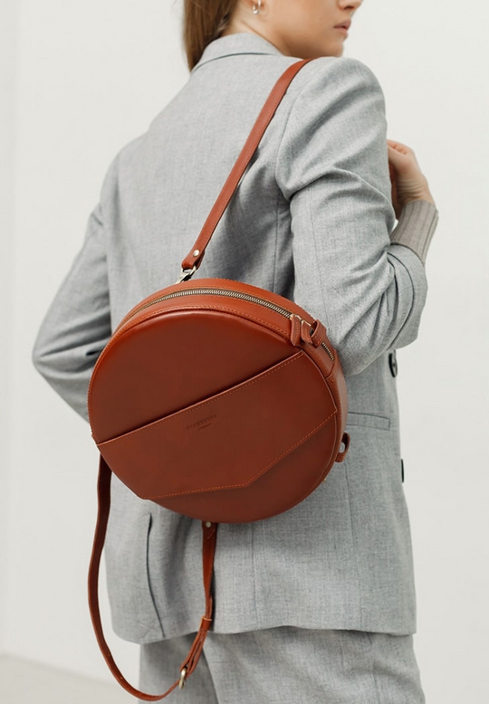 Fashionable Bag for Lady Leather Crossbody Bag Round Bag - Leather Purse Backpack