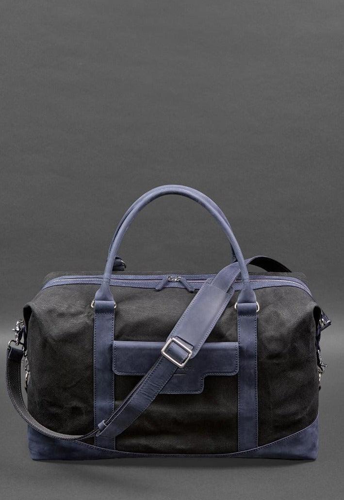 Stylish Travel Bag In Canvas and Natural Leather - Leather Purse Backpack