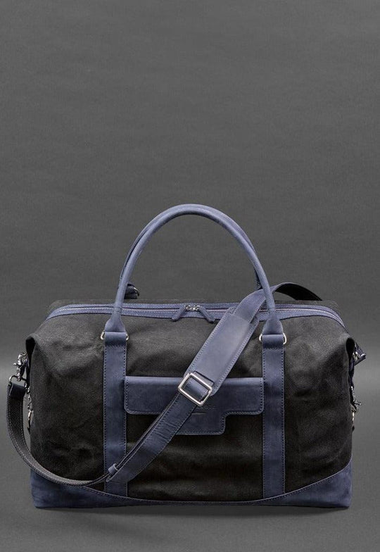 Stylish Travel Bag In Canvas and Natural Leather - Leather Purse Backpack