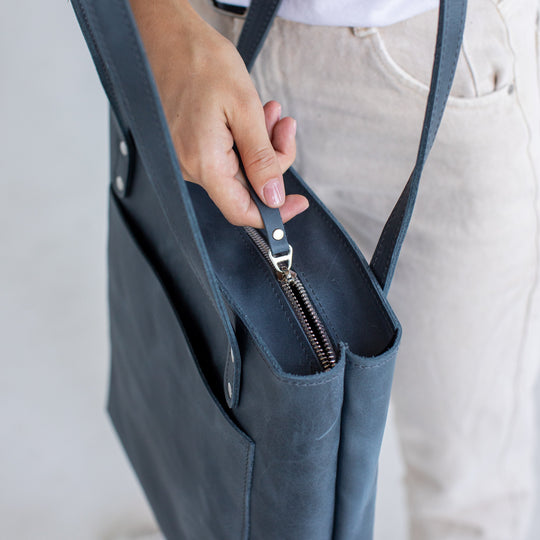 Jeans leather tote bag - Leather Purse Backpack