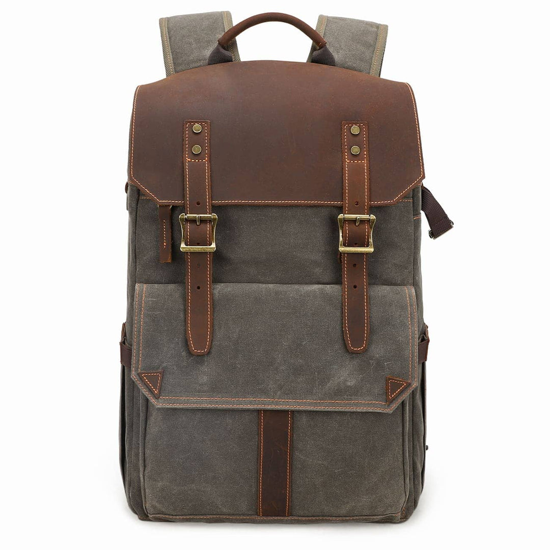 Compact Camera Backpack for Travel with Multiple Compartments - Leather Purse Backpack