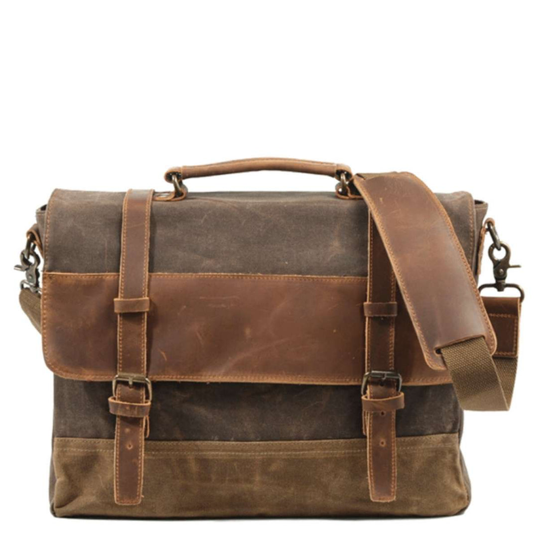 Classic design vintage-inspired waxed canvas shoulder bag
