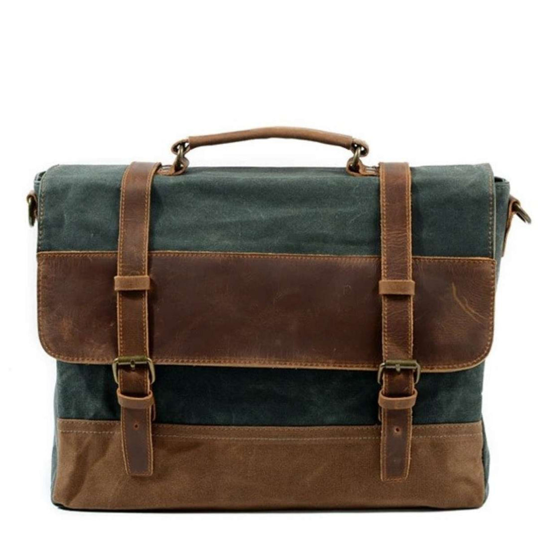 Fashionable waxed canvas messenger bag with a vintage touch