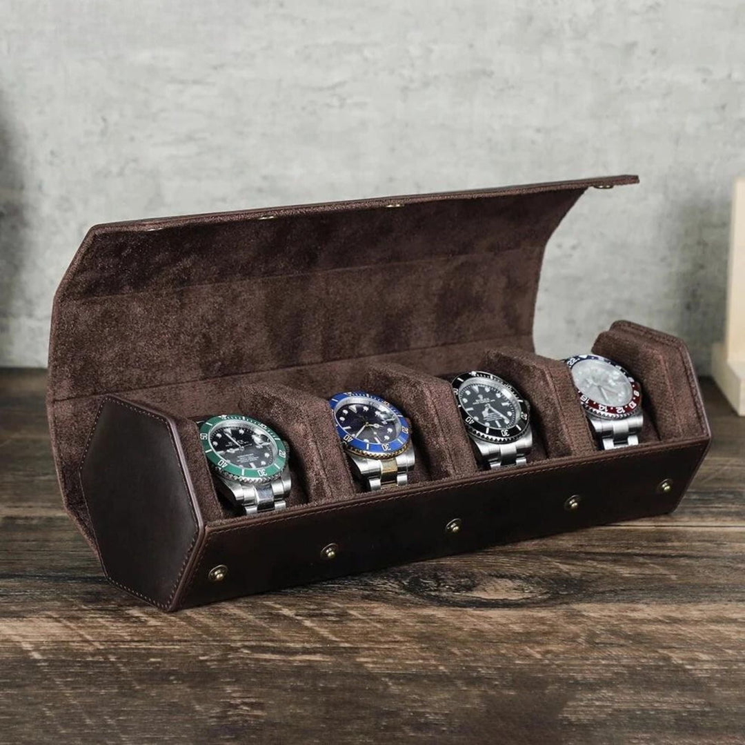 Unique Vintage Leather Watch Case 4 Slots - Leather Purse Backpack