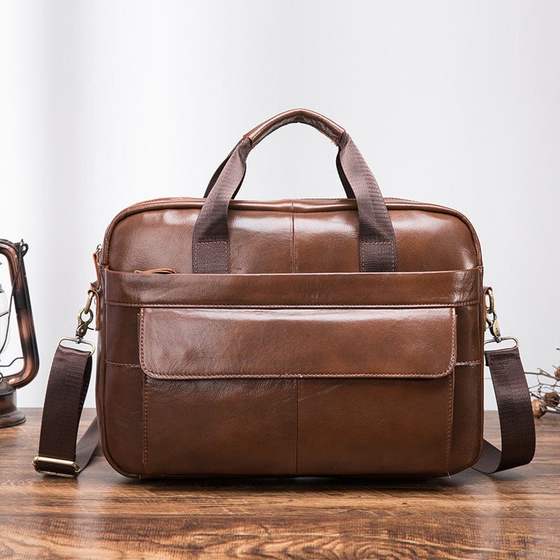 Contemporary brown soft leather crossbody bag with style