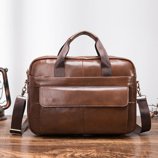 Contemporary brown soft leather crossbody bag with style